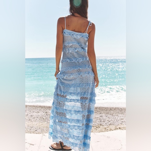 ZARA RUFFLED POINTELLE KNIT DRESS - Picture 3 of 10